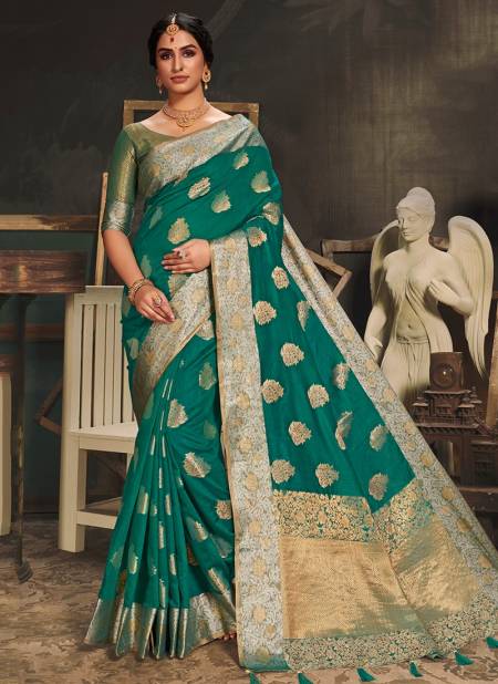 Sea Green Colour ASHIKA GEETANJALI Festive Wear Fancy Cotton Silk Designer Saree Collection G 05